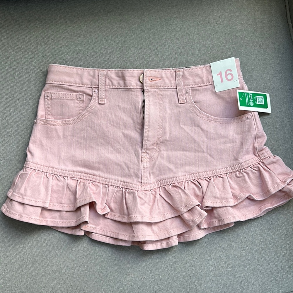 Loveshakfancy x gap pink jean ruffle skirt sold out child’s girls 16 NWT